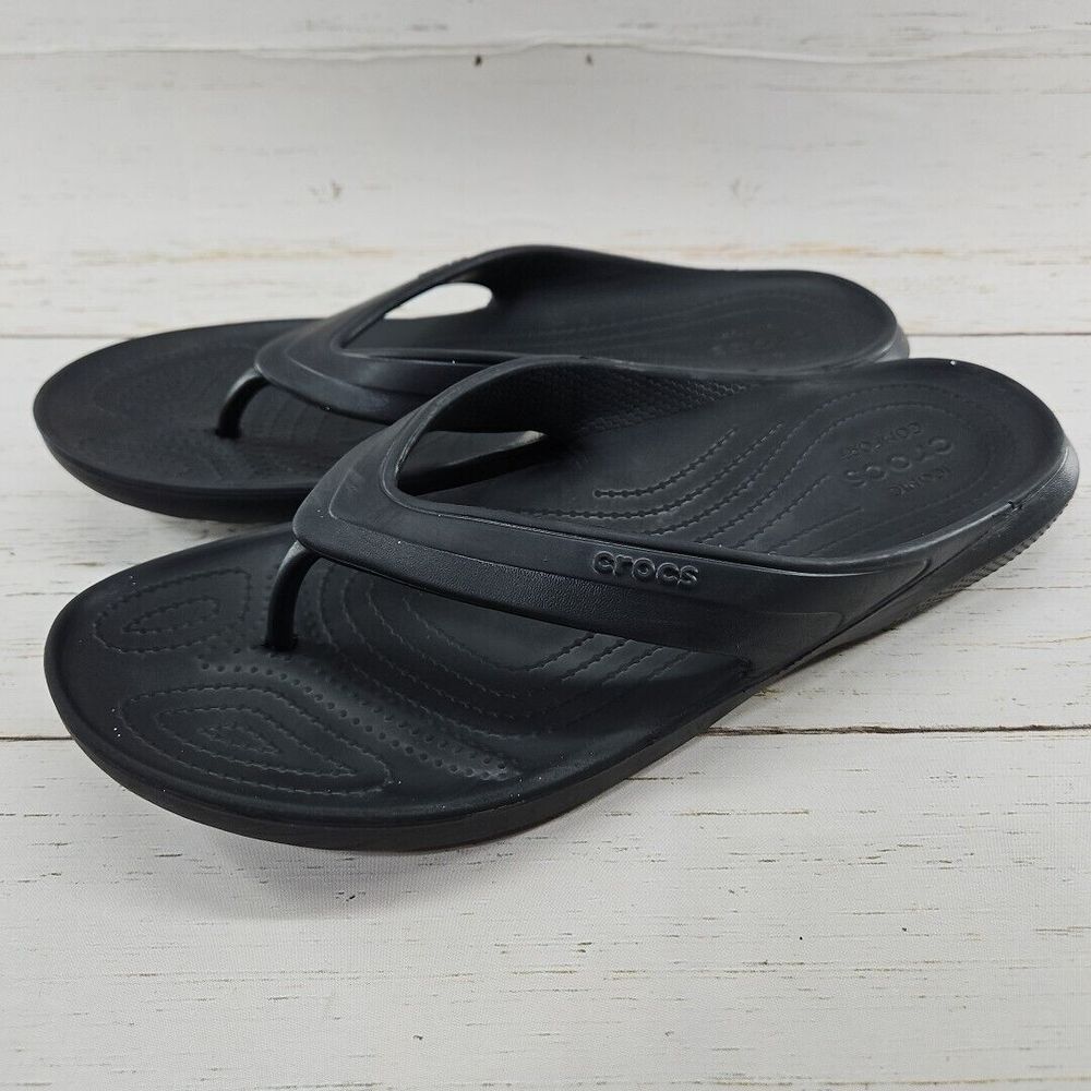 Crocs Classic II Flip Flop Mens Size 11 Black‎ Thong Sandals Beach Casual Pool